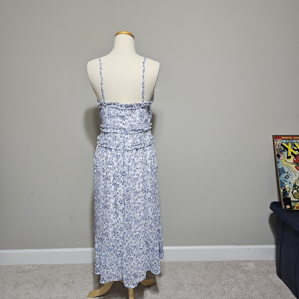 No Boundaries Blue White Floral Midi Dress L 11-13 - Picture 3 of 7
